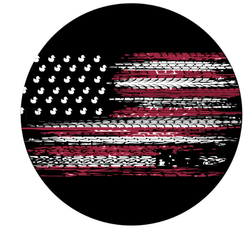 Tire Track Stripes & Duck Stars American Flag Spare Tire Cover