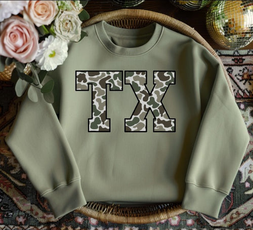 State Abbreviation Camo Sweatshirt