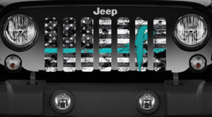 Teal Ribbon Tactical American Flag Grille Insert