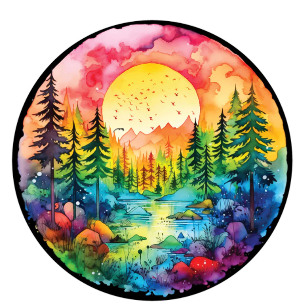 Watercolor Painting Nature Lake Landscape Spare Tire Cover