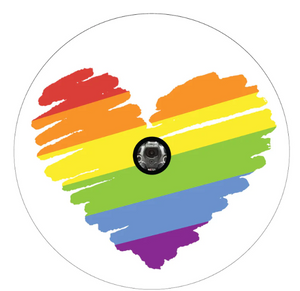 White Rainbow Heart Pride Spare Tire Cover