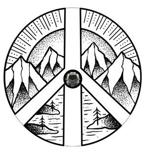 White Vinyl Mountain Peace Sign Spare Tire Cover