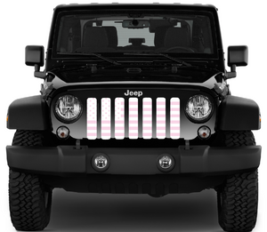 White & Baby Pink American Flag Jeep Grille Insert