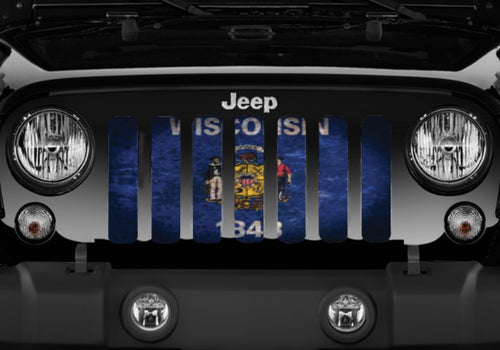 Wisconsin Grunge State Flag Grille Insert