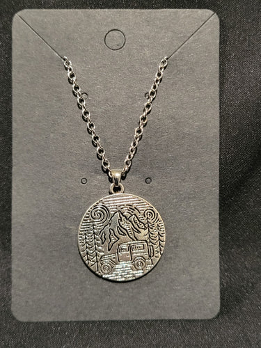 Mountain Scene 4x4 Silver Chain Necklace