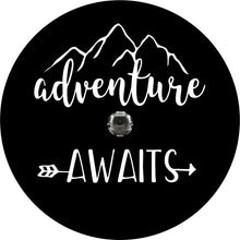 Adventure Awaits Mountain & Aarow Black Spare Tire Cover