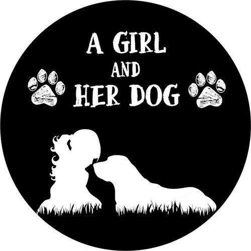A Girl And Her Dog Black Spare Tire Cover