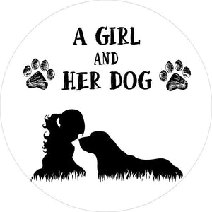 A Girl And Her Dog White Spare Tire Cover