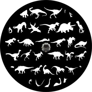 All The Dinosaurs Black Background Spare Tire Cover