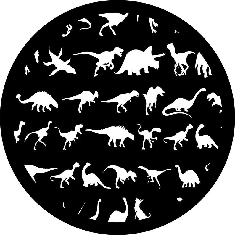 All The Dinosaurs Black Background Spare Tire Cover
