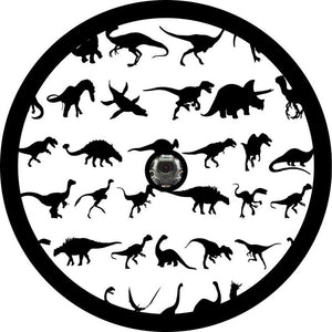 All The Dinosaurs White Background Spare Tire Cover