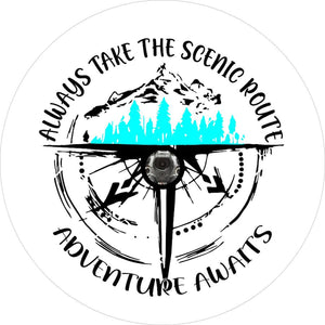 Always Take The Scenic Route Adventure Awaits White Spare Tire Cover