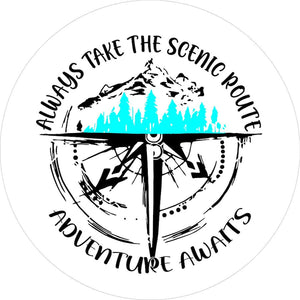 Always Take The Scenic Route Adventure Awaits White Spare Tire Cover