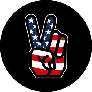 American Flag Peace Sign Black Spare Tire Cover
