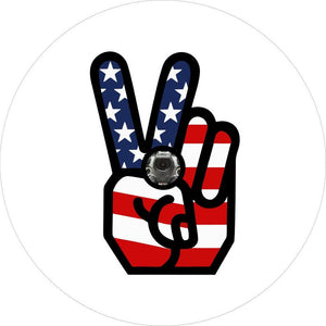 American Flag Peace Sign White Spare Tire Cover