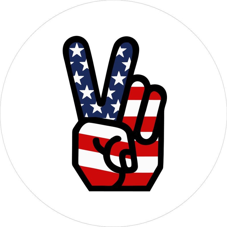 American Flag Peace Sign White Spare Tire Cover