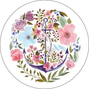 Anchor Flowers White Spare Tire Cover