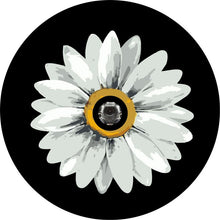 Artsy Daisy Flower Black Background Spare Tire Cover