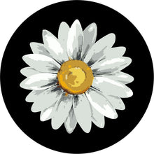 Artsy Daisy Flower Black Background Spare Tire Cover