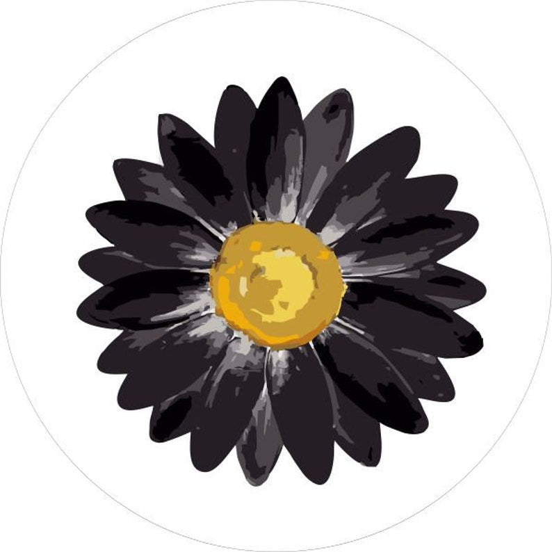 Artsy Daisy Flower White Background Spare Tire Cover
