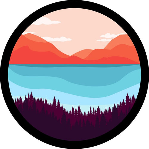 Artsy Mountain Range Black Spare Tire Cover