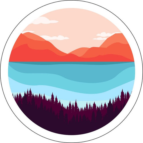 Artsy Mountain Range White Spare Tire Cover