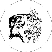 Australian Shepherd With Flowers White Background Spare Tire Cover