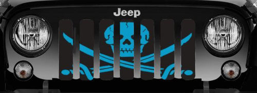 Platinum Ahoy Matey Oasis Blue Pirate Flag Jeep Grille Insert