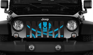 Platinum Ahoy Matey Oasis Blue Pirate Flag Jeep Grille Insert