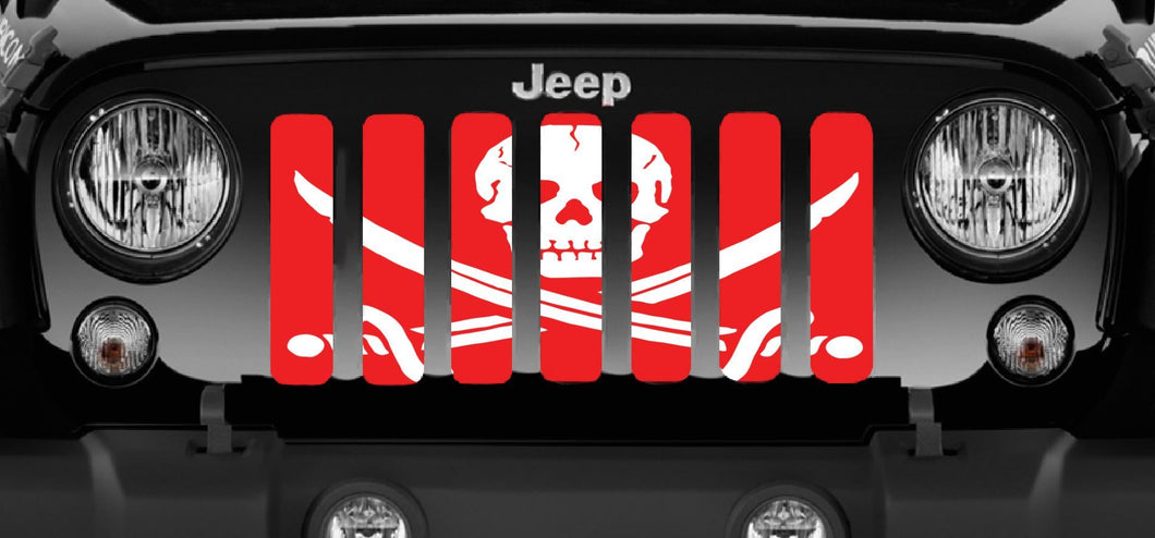 Platinum Ahoy Matey Pirate Flag - Red - Jeep Grille Insert
