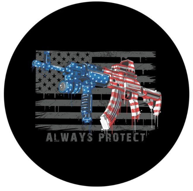Always Protect American Flag Gun Spare Tire Cover
