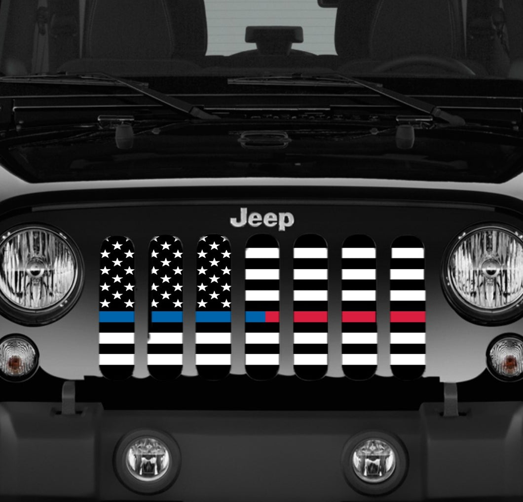 American Black and White Back the Blue and Red Grille Insert