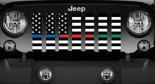 American Black and White Back the Blue, Red, Green Jeep Grille Insert
