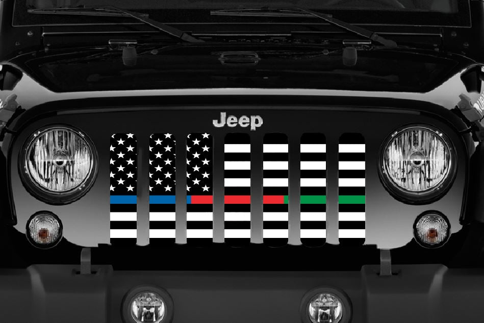 American Black and White Back the Blue, Red, Green Grille Insert