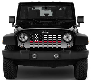 American Black and White Thin Red Line Jeep Grille Insert