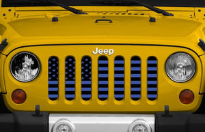 Black and Blue American Flag Jeep Grille Insert