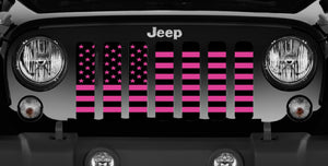 Black and Hot Pink American Flag Jeep Grille Insert