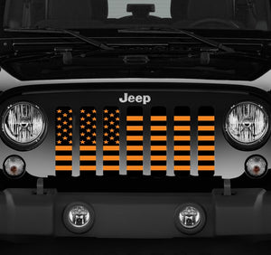 Black and Orange American Flag Jeep Grille Insert