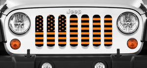 Platinum Black and Orange American Flag Jeep Grille Insert