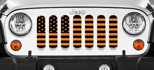 Black and Orange American Flag Jeep Grille Insert