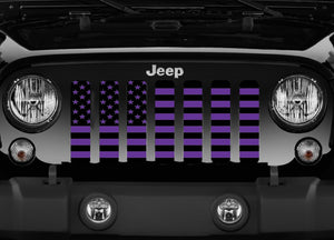 Platinum Black and Purple American Flag Jeep Grille Insert