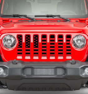 Black and Red American Flag Jeep Grille Insert