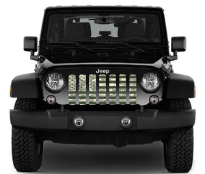 American Flag Digital Green Camo Jeep Grille Insert