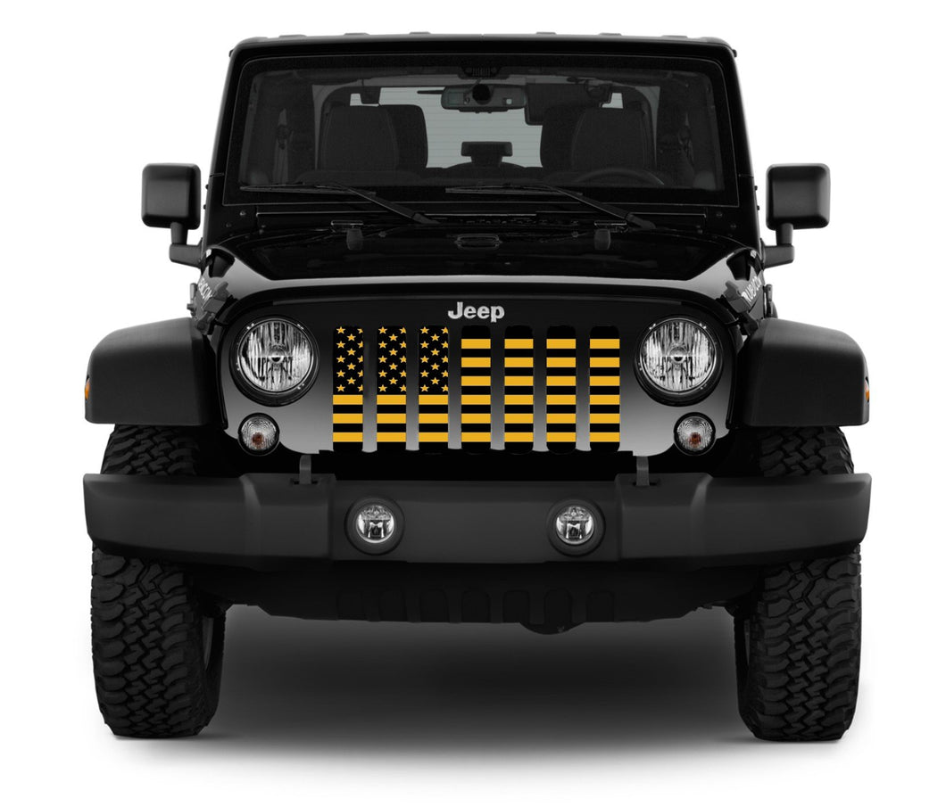 Platinum Hella Yella American Flag Jeep Grille Insert