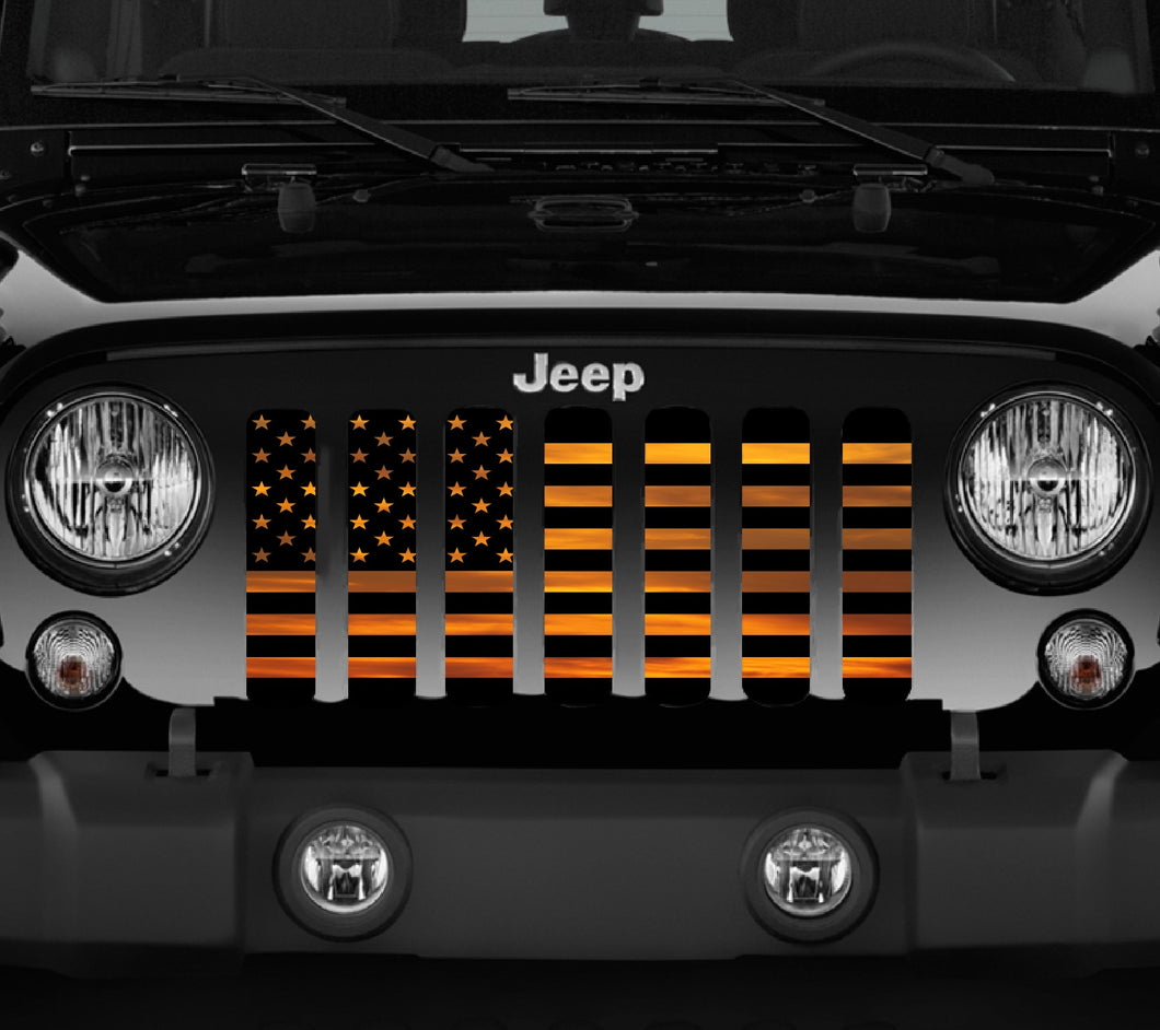 American Orange Haze Flag Grille Insert