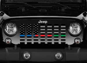 American Tactical Back the Blue, Red, Green Jeep Grille Insert