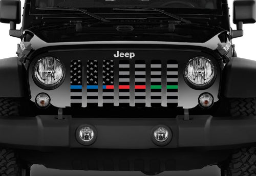 American Tactical Back the Blue, Red, Green Jeep Grille Insert