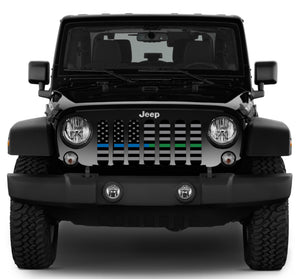 American Tactical Thin Blue and Thin Green Line Jeep Grille Insert