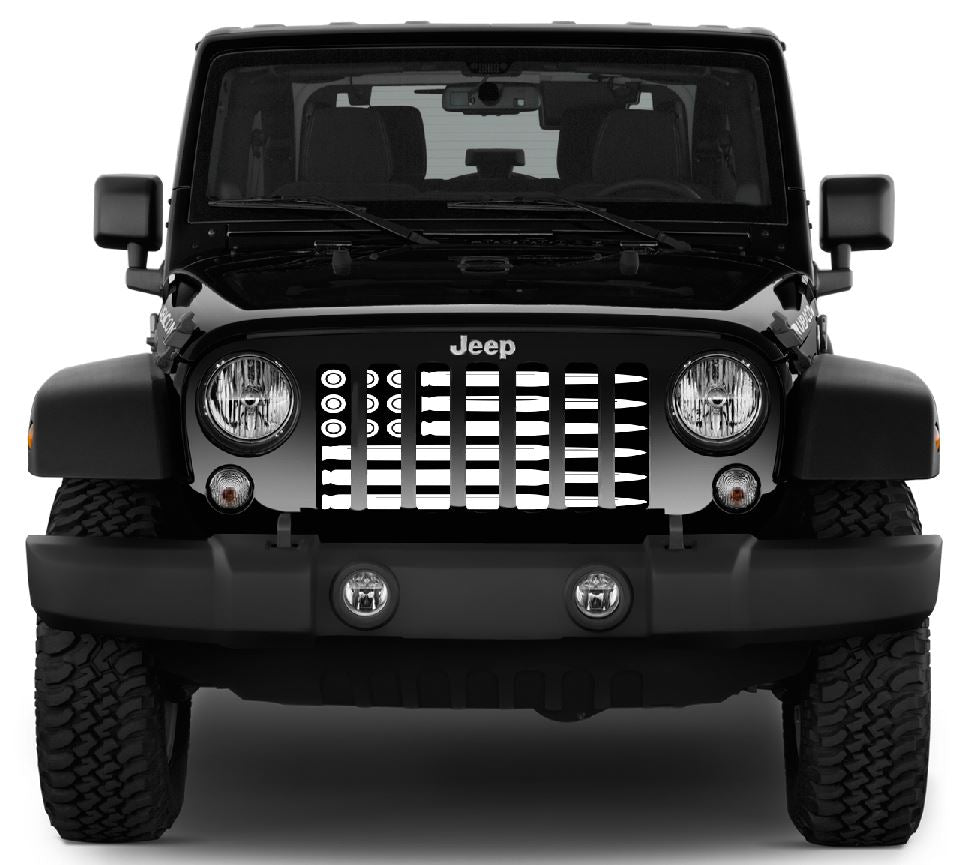 AMMO Flag Black and White Jeep Grille Insert
