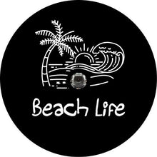 Beach Life Sunset & Waves Black Spare Tire Cover